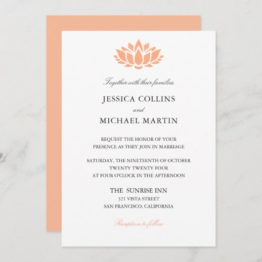 Lotus Blume Wedding Invitation Card Einladung (Vorne/Hinten)