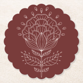 Lotus Blume White Line zeichnend Blumenburgund b Untersetzer