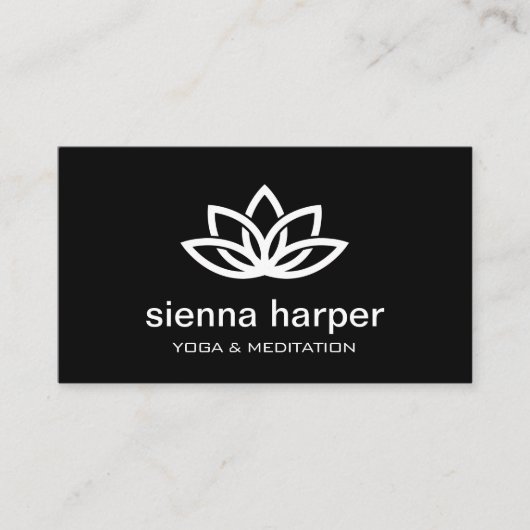 Lotus Blume Yoga Instructor Black Visitenkarte (Vorderseite)