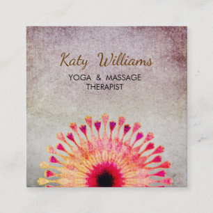 Lotus Blume Yoga Instructor Medizin Red Orange Quadratische Visitenkarte