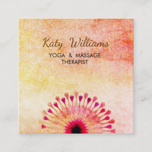 Lotus Blume Yoga Instructor Medizin Rotes Orange Quadratische Visitenkarte