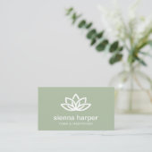 Lotus Blume Yoga Instructor Sage Green Visitenkarte (Stehend Vorderseite)