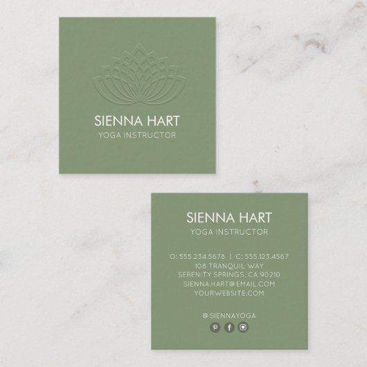 Lotus Blume Yoga Instructor Sage Quadratische Visitenkarte (Vorne/Hinten)