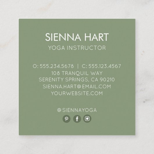Lotus Blume Yoga Instructor Sage Quadratische Visitenkarte (Rückseite)