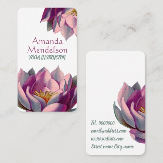 Lotus Blume Yoga Wellness-Center Fitness Visitenkarte (Vorne/Hinten)