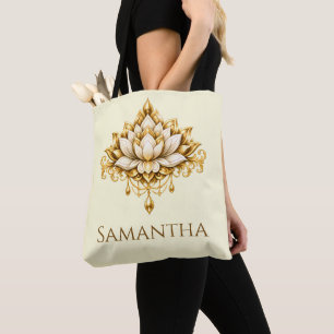 Lotus Blumen gold elfenbein DIY Name Braut- Tasche