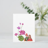 Lotus, Braut und Bräutigam Save The Date (Stehend Vorderseite)