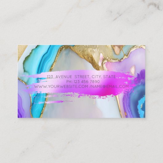 Lotus Brush Stroke Marble Opal Visitenkarte (Rückseite)