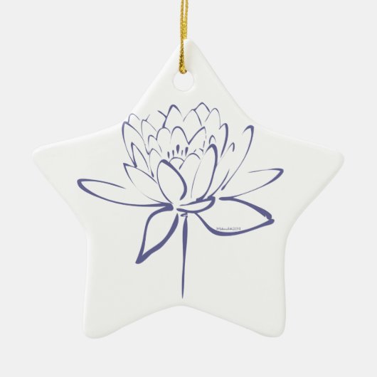 Lotus Calligraphy (blau) Keramik Ornament (Vorne)