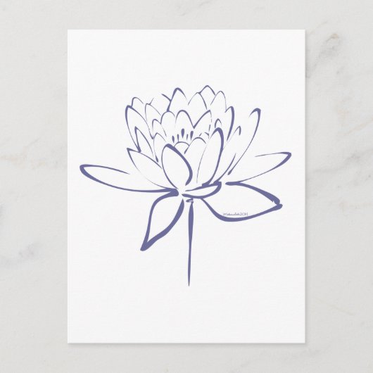 Lotus Calligraphy (blau) Postkarte (Vorderseite)