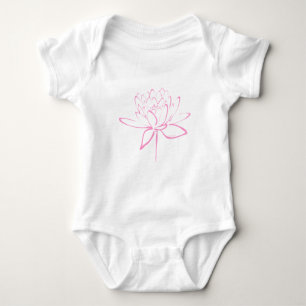 Lotus Calligraphy (Pink) Baby Strampler