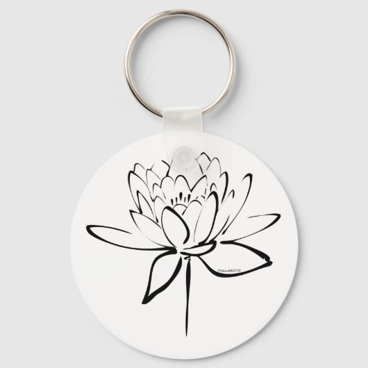 Lotus Calligraphy (schwarz) Schlüsselanhänger (Vorderseite)