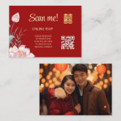 Lotus Chinese Wedding QR Code UAWG Online Begleitkarte (Vorne/Hinten)