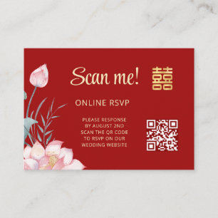 Lotus Chinesische Hochzeit QR Code RSVP Online Begleitkarte