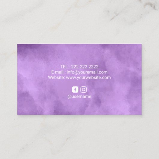 Lotus Circle Pinselstrich Yoga Wellness Lila Visitenkarte (Rückseite)