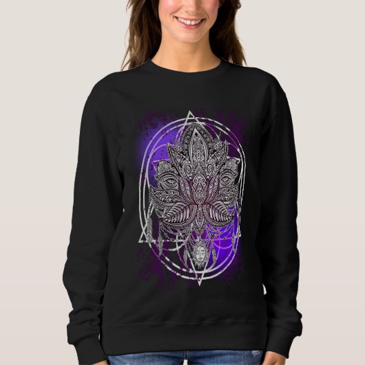 Lotus Crystals Zen Flower Of Life Hippie Sacred Ge Sweatshirt (Vorderseite)