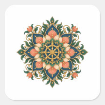 Lotus Dharma Wheel Mandala Meditation Sticker