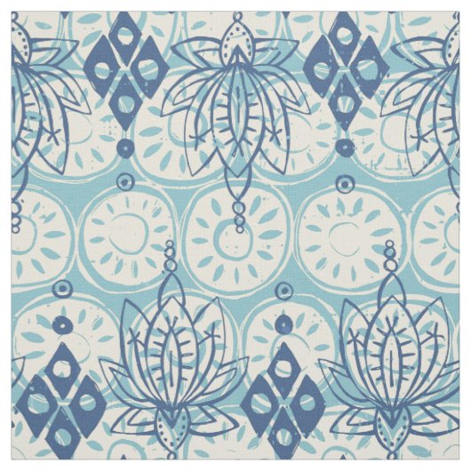 Lotus-Diamantblau Stoff (Muster)
