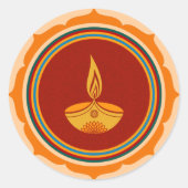 Lotus Diwali Design Runder Aufkleber (Vorderseite)