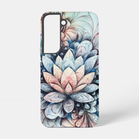 Lotus Dream Navy und Blush Watercolor Samsung Galaxy Hülle (Rückseite)