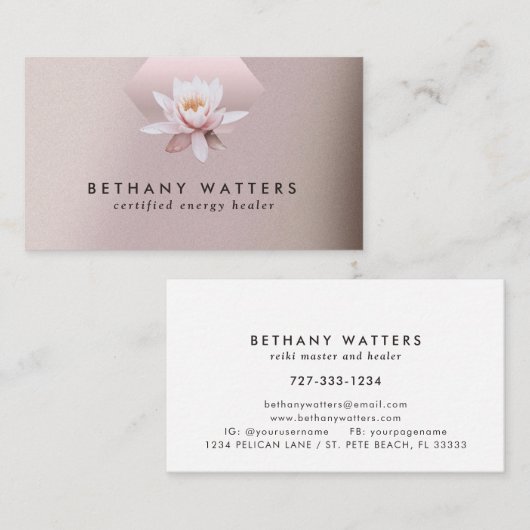 Lotus Dusty Rose Gradient Visitenkarte (Vorne/Hinten)