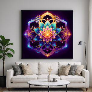 Lotus Emblem - Abstrakte geometrische Blume Poster