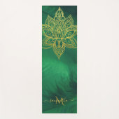 Lotus Emerald Gold Mandala Monogram Elegant Yogamatte (Vorderseite)