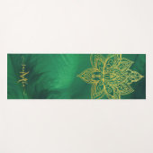 Lotus Emerald Gold Mandala Monogram Elegant Yogamatte (Vorderseite (Horizontal))