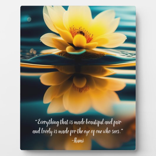 Lotus Everything Beautiful Rumi Quote Tabletop Fotoplatte (Vorderseite)