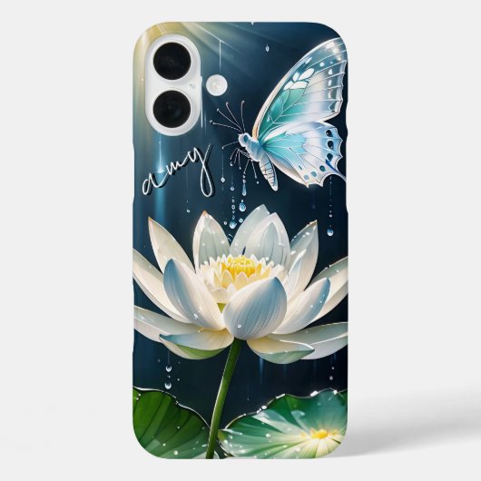 Lotus Floral Butterfly Mit Monogramm Case-Mate iPhone Hülle (Rückseite)