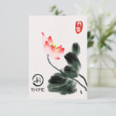Lotus Floral Freehand Zeichnend Wasserfarbe Karte (Stehend Vorderseite)