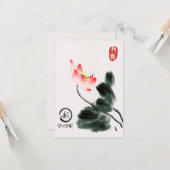 Lotus Floral Freehand Zeichnend Wasserfarbe Karte (Vorderseite/Rückseite Beispiel)