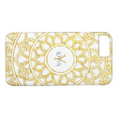 Lotus floral Mandala Monogramm Case-Mate iPhone Hülle (Rückseite (Horizontal))