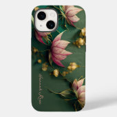 Lotus Floral Pink & Gold | Monogramm Case-Mate iPhone Hülle (Rückseite)