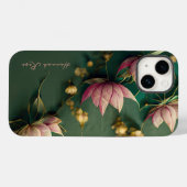 Lotus Floral Pink & Gold | Monogramm Case-Mate iPhone Hülle (Rückseite (Horizontal))