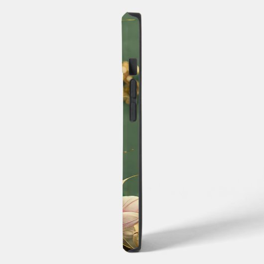 Lotus Floral Pink & Gold | Monogramm Case-Mate iPhone Hülle (Rückseite / Links)