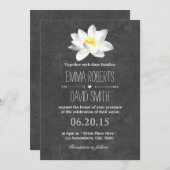 Lotus Floral Rustic Chalkboard Wedding Einladung (Vorne/Hinten)