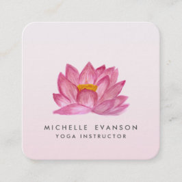 Lotus Floral Yoga Instruktor Elegant Rosa Rosa Quadratische Visitenkarte