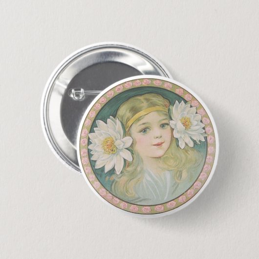 Lotus Flower Girl Button (Vorne & Hinten)