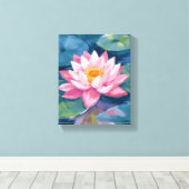Lotus Flower Lily Pad Watercolor Leinwanddruck (Insitu (Holzboden))