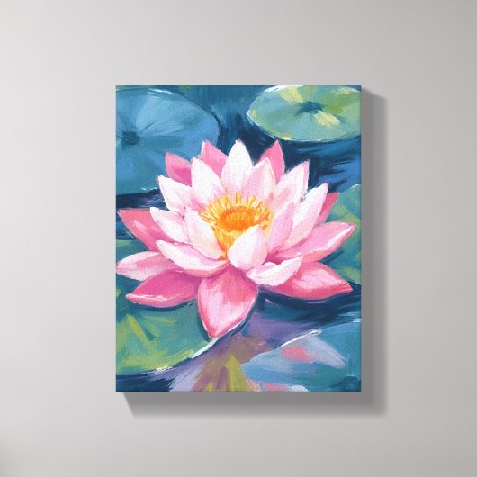 Lotus Flower Lily Pad Watercolor Leinwanddruck (Vorderseite)