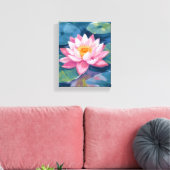 Lotus Flower Lily Pad Watercolor Leinwanddruck (Insitu (Wohnzimmer))