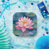 Lotus Flower Lily Pad Watercolor Pappteller (Party)