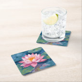 Lotus Flower Lily Pad Watercolor Rechteckiger Pappuntersetzer (Vor Ort)