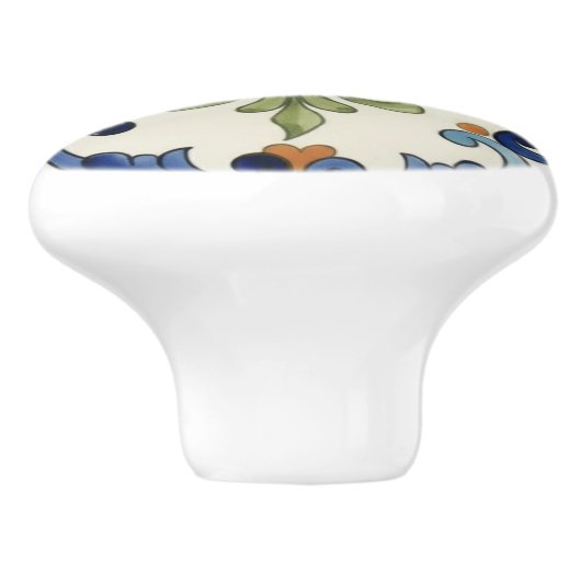 Lotus Flower Mediterranean Blue Cream Keramikknauf (Seitenansicht)