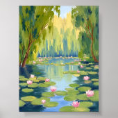 Lotus Flower Pond | Green Watercolor Nature Poster (Vorne)