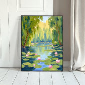 Lotus Flower Pond | Green Watercolor Nature Poster