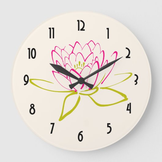Lotus Flower / Water Lily Illustration Große Wanduhr (Vorderseite)