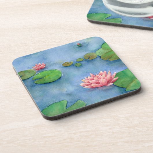 Lotus flower watercolor getränkeuntersetzer (Linke Seite)
