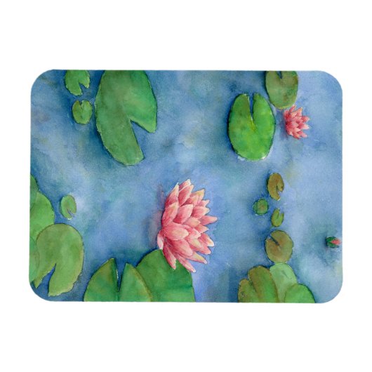 Lotus flower watercolor magnet (Horizontal)